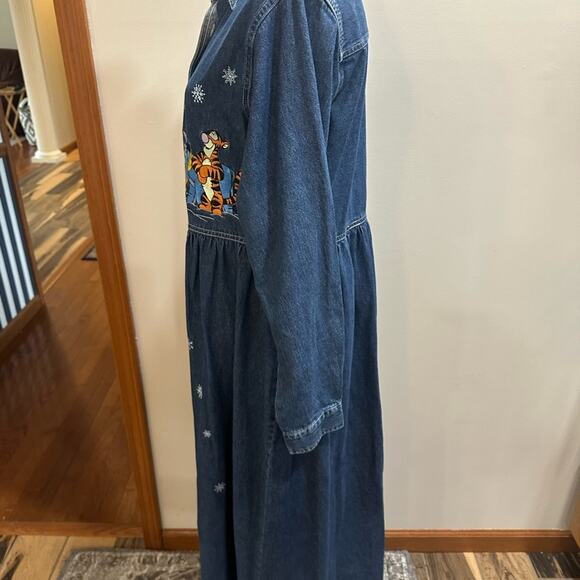 Vintage Disney Winter Jean Dress Winnie the Pooh Medium - Picture 5 of 9